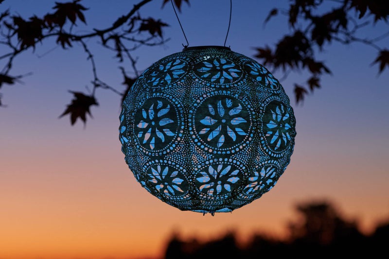 Allsop Home and Garden Soji Stella Boho, LED Outdoor Solar Lantern, Handmade with Weather-Resistant UV Rated Tyvek Fabric, Stainless Steel Hardware, for Patio, Deck, Garden, Color (Metallic Blue) - Image 5